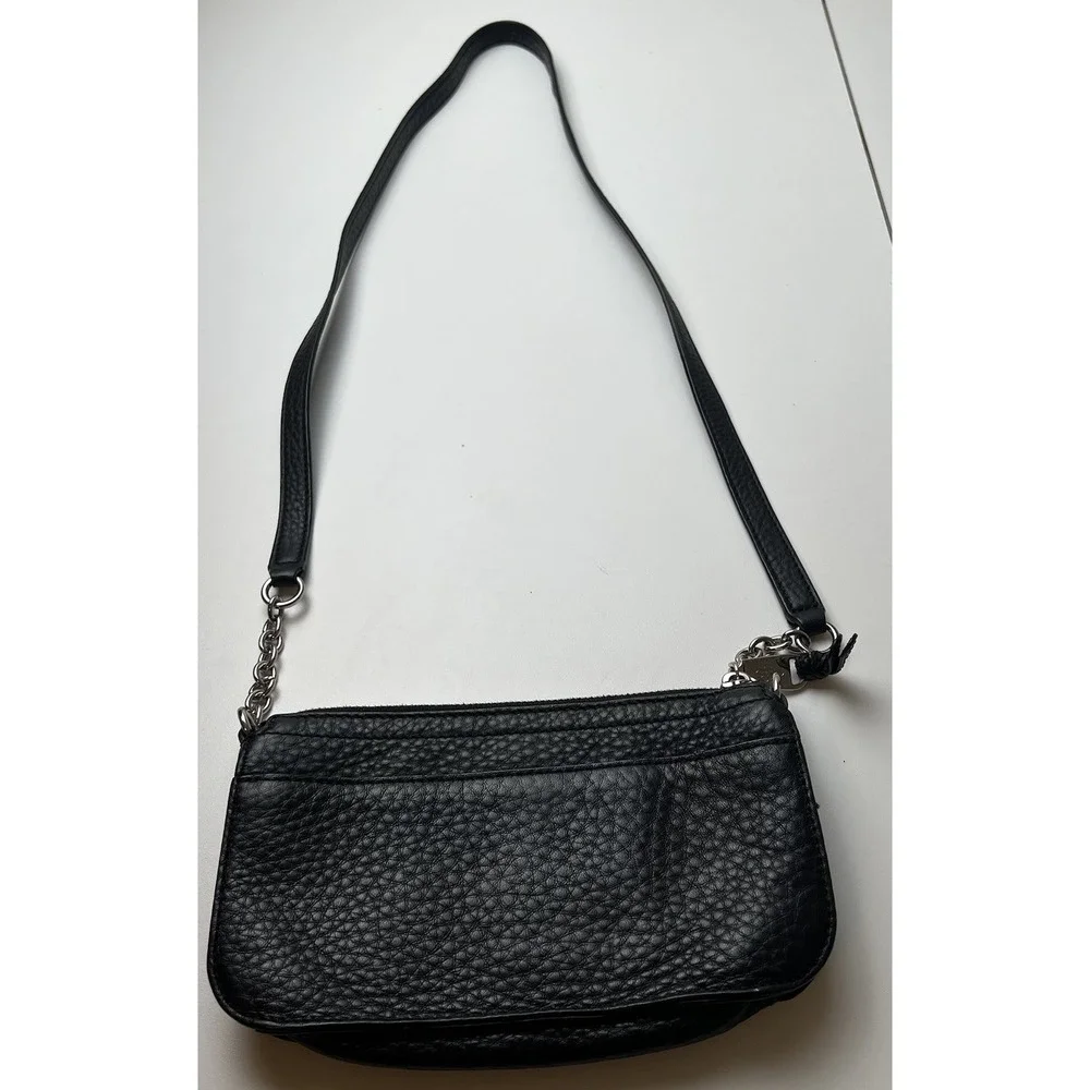 Cole Haan Black Pebble Leather Crossbody Bag w/Chain & Leather Handle